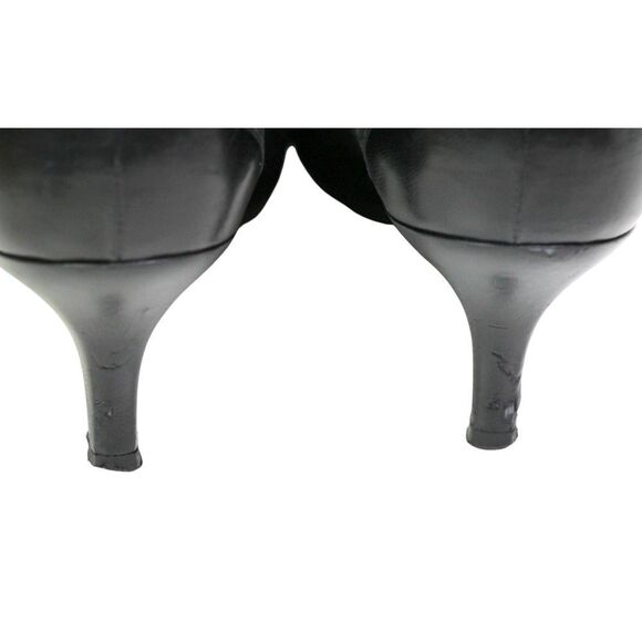 Salvatore Ferragamo BLACK REAL LEATHER VELVET MID HEEL CLASSIC PUMP SHOES 8.5C - Picture 10 of 13